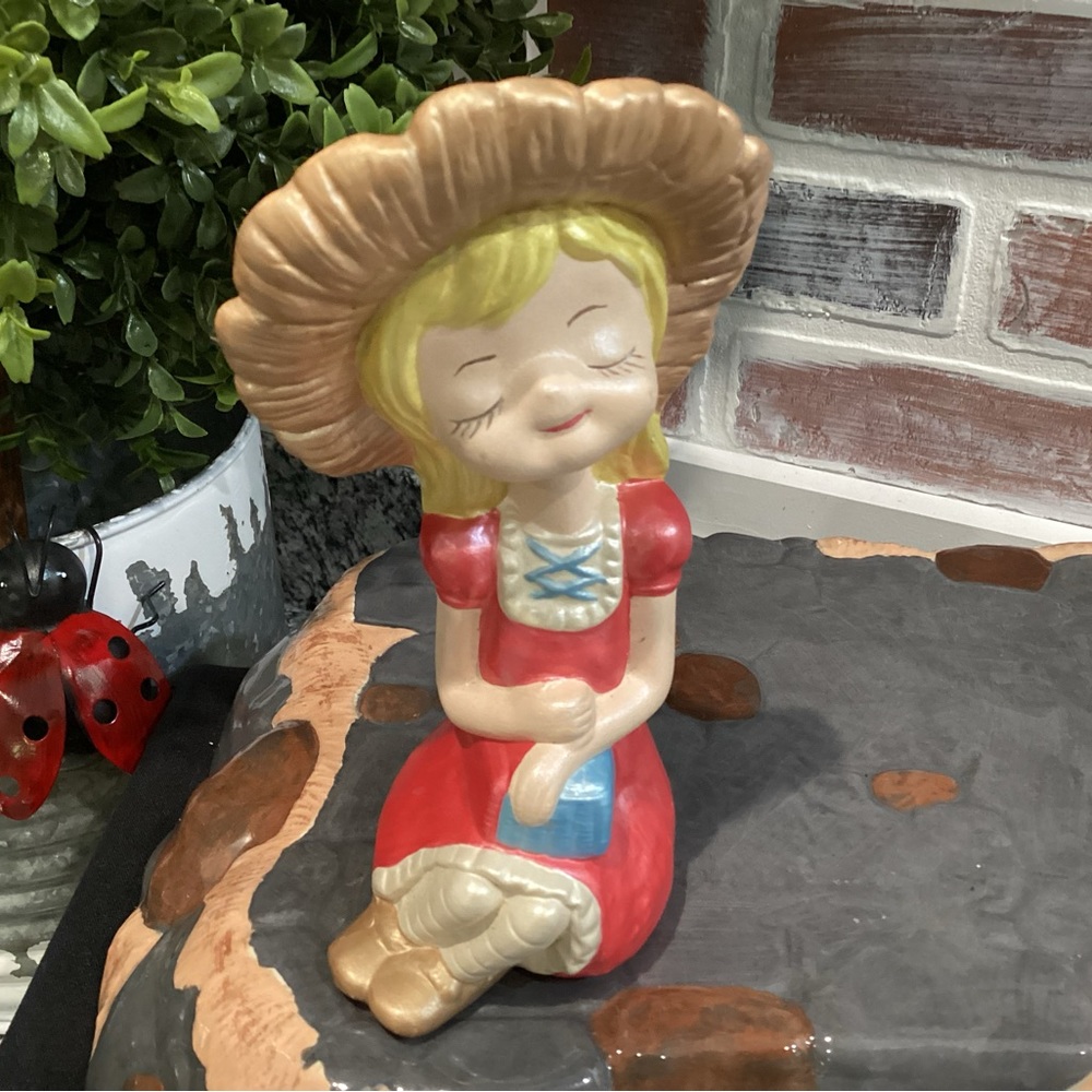 Ceramic Crafted - Hand Painted - Country Girl Figurine - Very gently used item